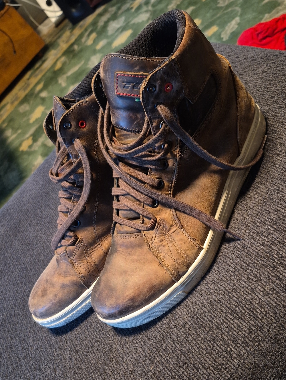 Brown Leather High-Top Lace-Up Boots